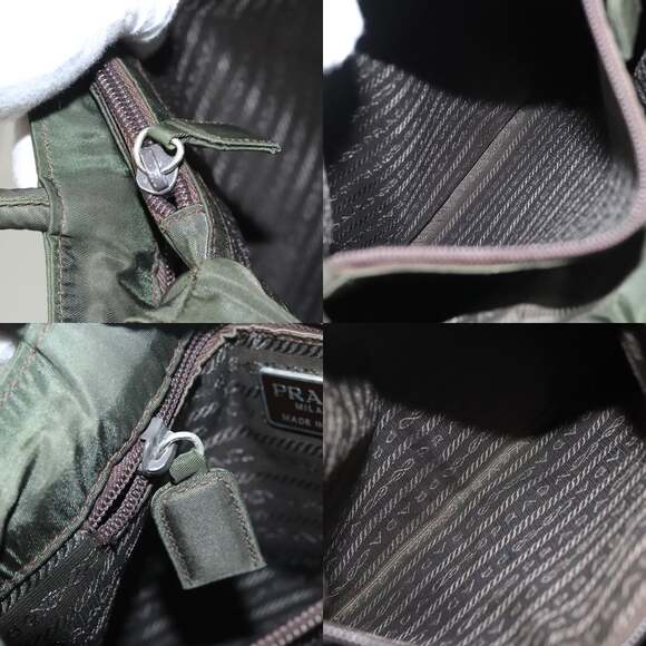 PRADA Hand Bag Nylon Khaki Silver - Picture 13 of 13